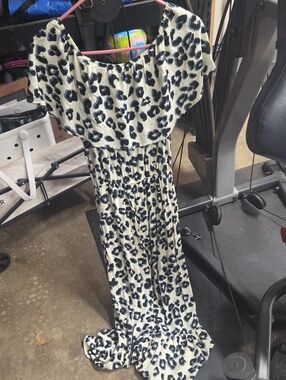 By Together Cream Off-Shoulder Leopard Print Jumpsuit